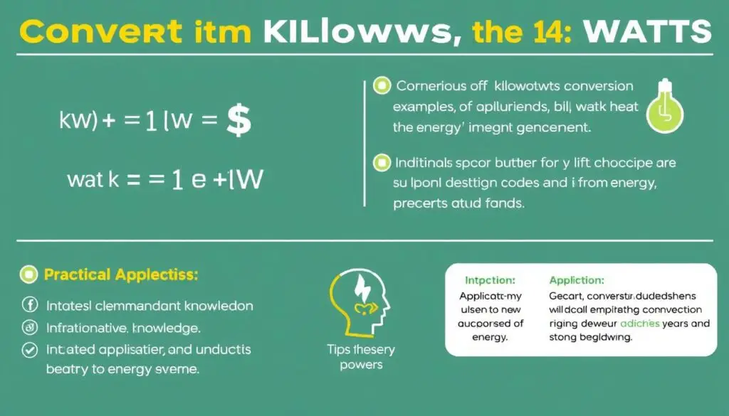 Infografika podsumowująca przeliczanie 1 kW ile to wat i najważniejsze zastosowania tej wiedzy