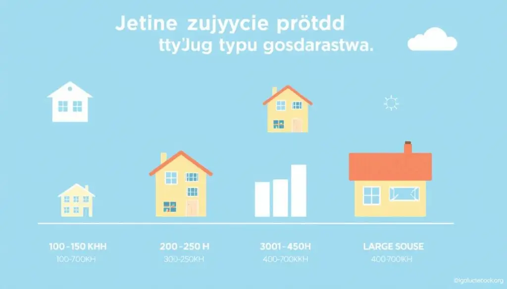 Porównanie miesięcznego zużycia prądu kWh w różnych typach gospodarstw domowych