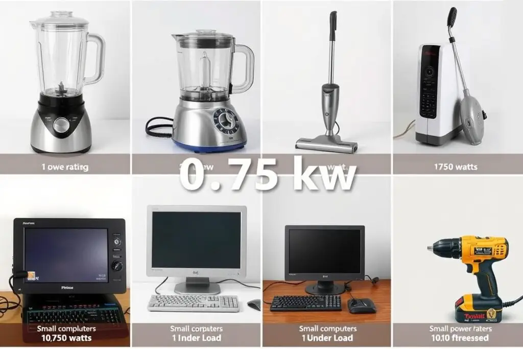 Urządzenia domowe o mocy około 0,75 kW (750 wat)