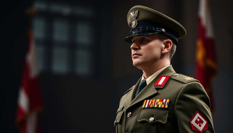 Oficer wojska polskiego w mundurze galowym - ile zarabia oficer w wojsku